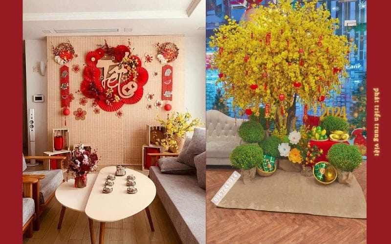 Trang trí tiểu cảnh Tết hài hòa với không gian